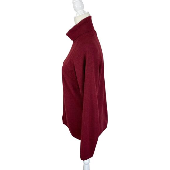 Talora Merino Wool Turtleneck Sweater Raglan Sleeves Red Size Large Holiday - Picture 4 of 9